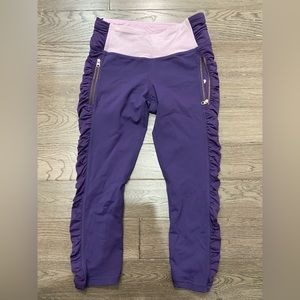 purple with light pink lululemon capris
